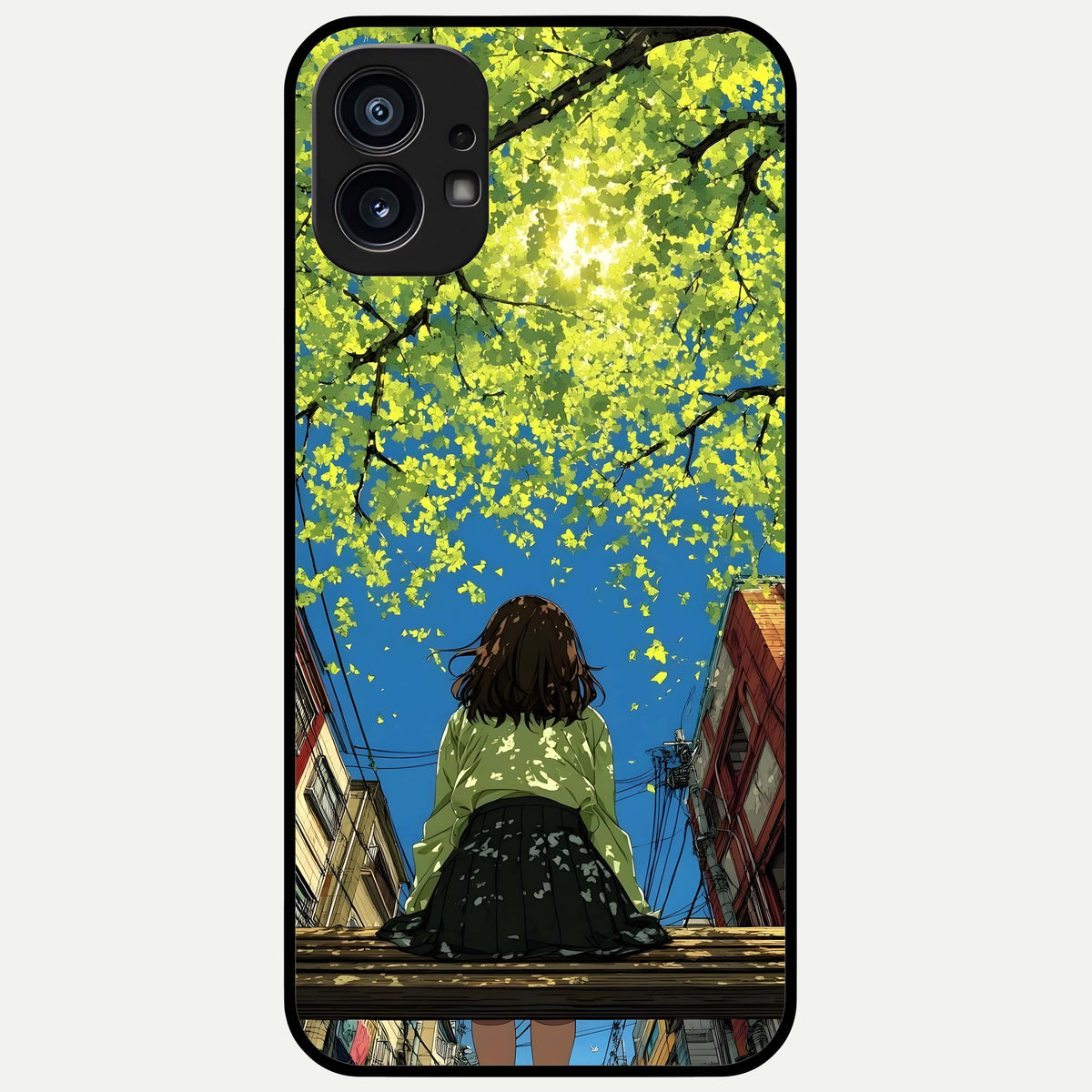  Golden Leaves Glow Glass Case For Nothing Phone 1 back cover – full design glossy printed glass finish