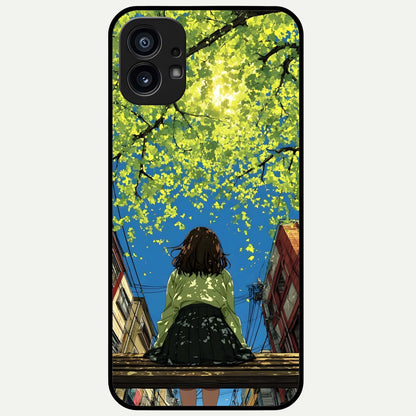  Golden Leaves Glow Glass Case For Nothing Phone 1 back cover – full design glossy printed glass finish