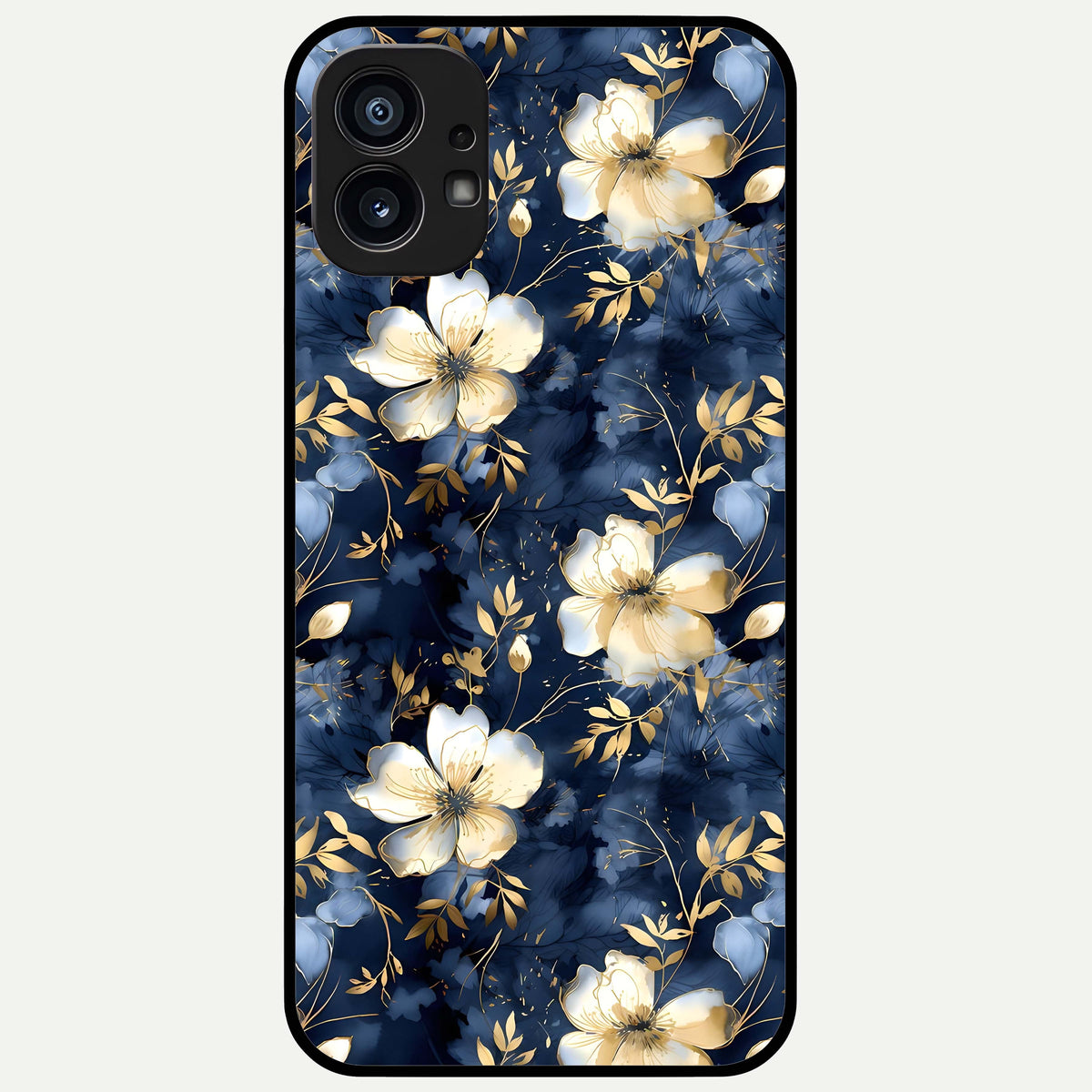  Golden Midnight Bloom Glass Case For Nothing Phone 1 back cover – full design glossy printed glass finish