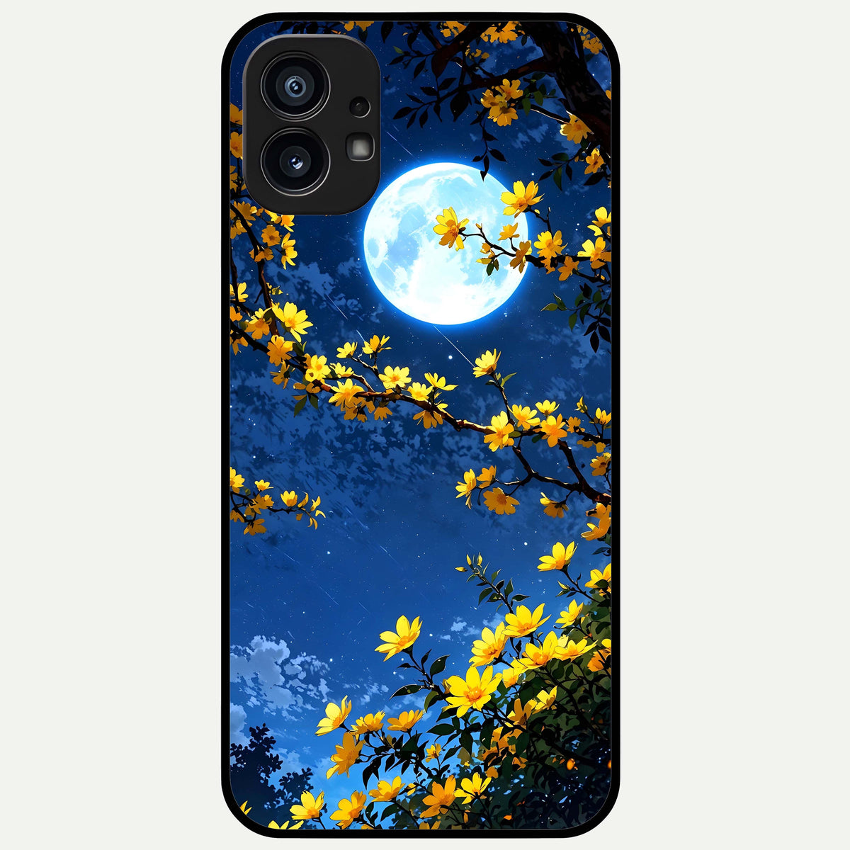  Golden Night Glow Glass Case For Nothing Phone 1 back cover – full design glossy printed glass finish