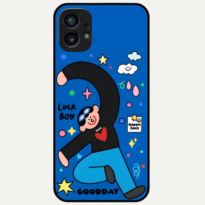  Happy Luck Vibe Glass Case For Nothing Phone 1 back cover – full design glossy printed glass finish