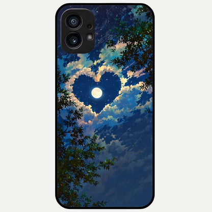  Heart With Moon Sky Glass Case For Nothing Phone 1 back cover – full design glossy printed glass finish