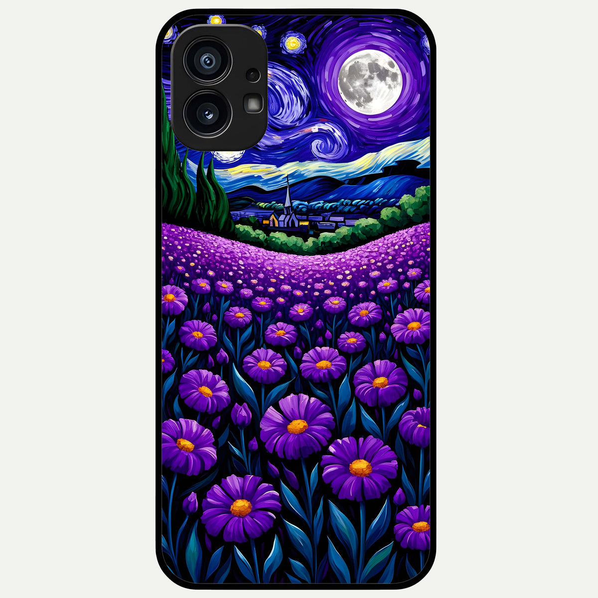  Lavender Moon Field Glass Case For Nothing Phone 1 back cover – full design glossy printed glass finish