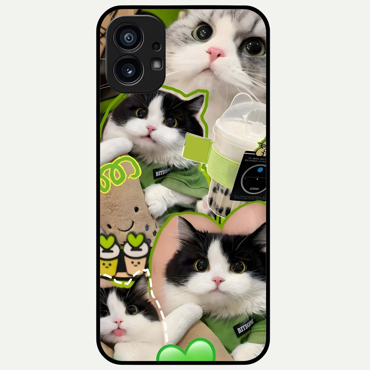  Matcha Cats Mood Glass Case For Nothing Phone 1 back cover – full design glossy printed glass finish