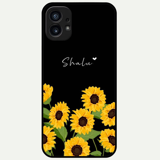  Sunflower Sky Bloom Glass Case For Nothing Phone 1 back cover – full design glossy printed glass finish