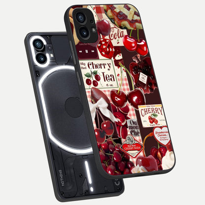 Aesthetic Cherry Tea Glass Case captured at a warm angle highlighting rich red tones, gloss, and edge clarity.