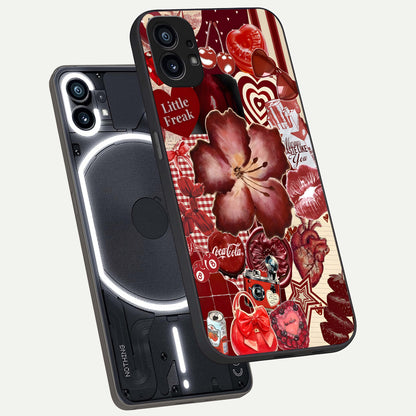  Aesthetic Little Freak phone case For Nothing Phone 1 showing premium glass back cover with detailed artwork