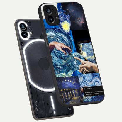  Aesthetic Vando Hands phone case For Nothing Phone 1 showing premium glass back cover with detailed artwork