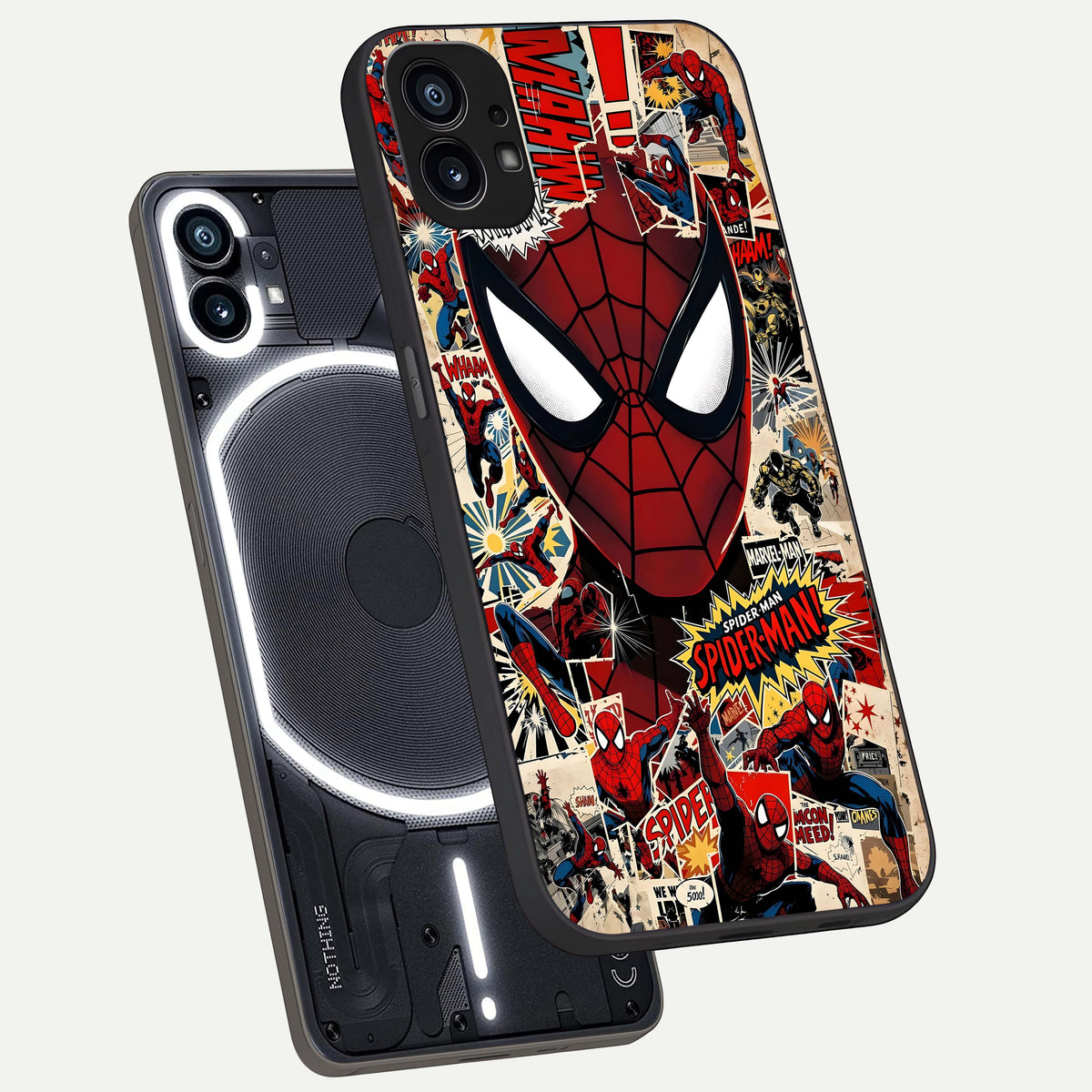  Aesthetic Wonder Spider phone case For Nothing Phone 1 showing premium glass back cover with detailed artwork