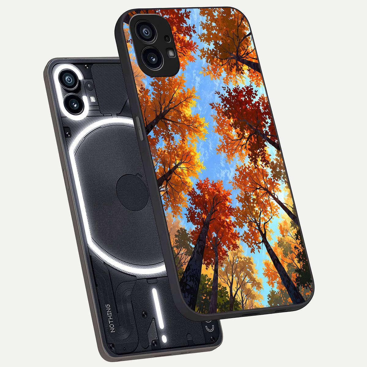  Autumn Sky Rise phone case For Nothing Phone 1 showing premium glass back cover with detailed artwork