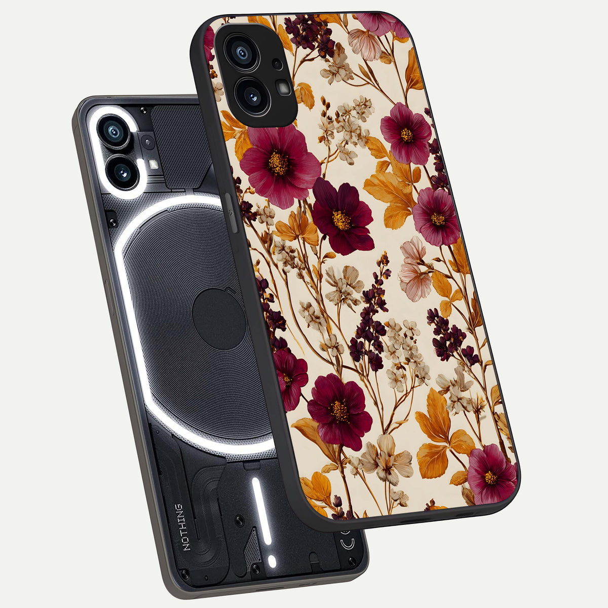  Autumn Wine Bloom phone case For Nothing Phone 1 showing premium glass back cover with detailed artwork