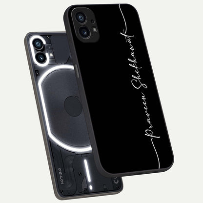  Black Tune Custom Name phone case For Nothing Phone 1 showing premium glass back cover with detailed artwork