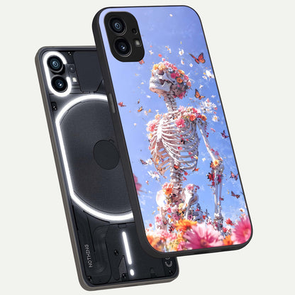  Bloom Beyond Bones phone case For Nothing Phone 1 showing premium glass back cover with detailed artwork