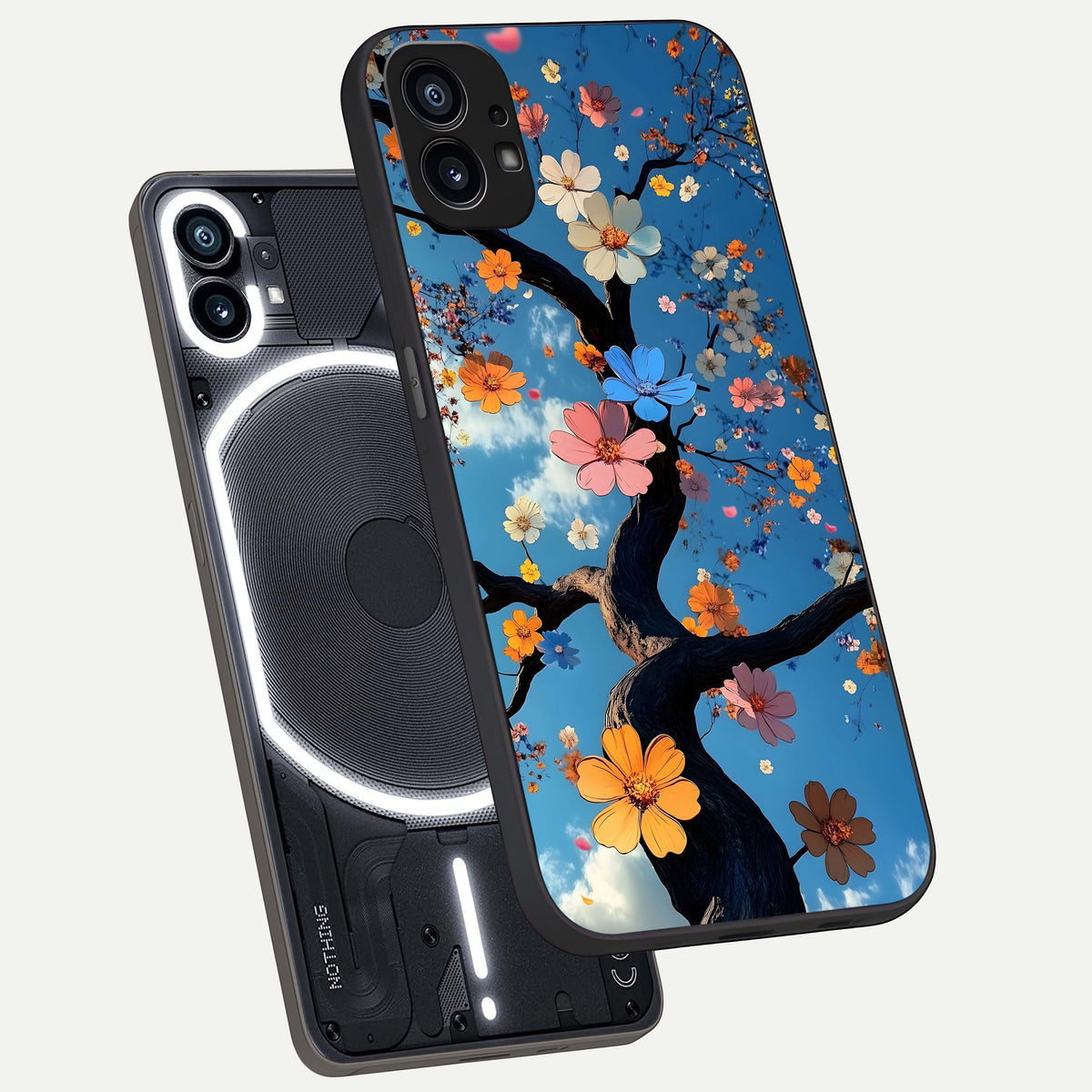  Blossom Dream Sky phone case For Nothing Phone 1 showing premium glass back cover with detailed artwork