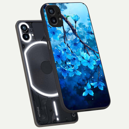  Blue Blossoms Branch phone case For Nothing Phone 1 showing premium glass back cover with detailed artwork