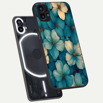  Blue Shade Floral phone case For Nothing Phone 1 showing premium glass back cover with detailed artwork