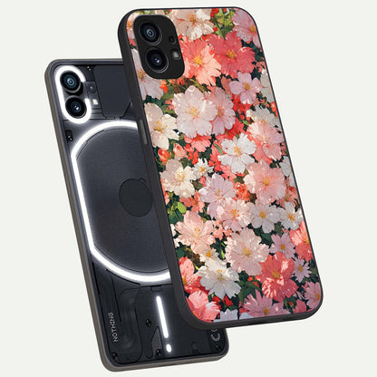  Blush Bloom Field phone case For Nothing Phone 1 showing premium glass back cover with detailed artwork