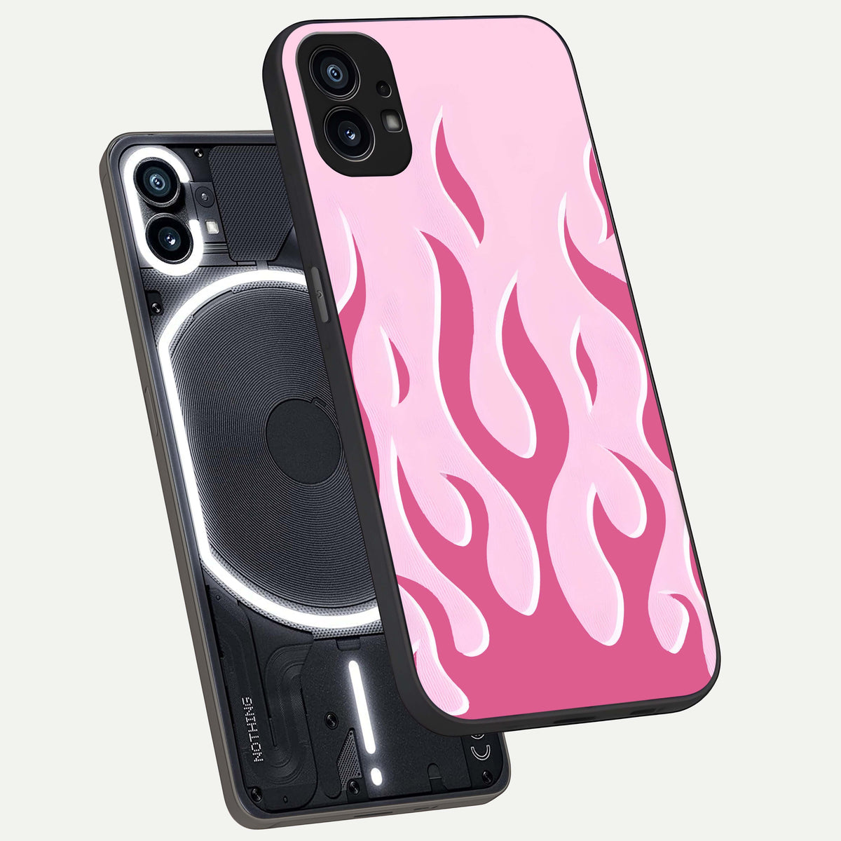  Blush Flame Energy phone case For Nothing Phone 1 showing premium glass back cover with detailed artwork