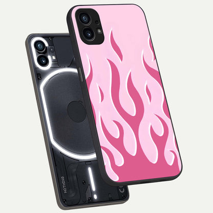  Blush Flame Energy phone case For Nothing Phone 1 showing premium glass back cover with detailed artwork