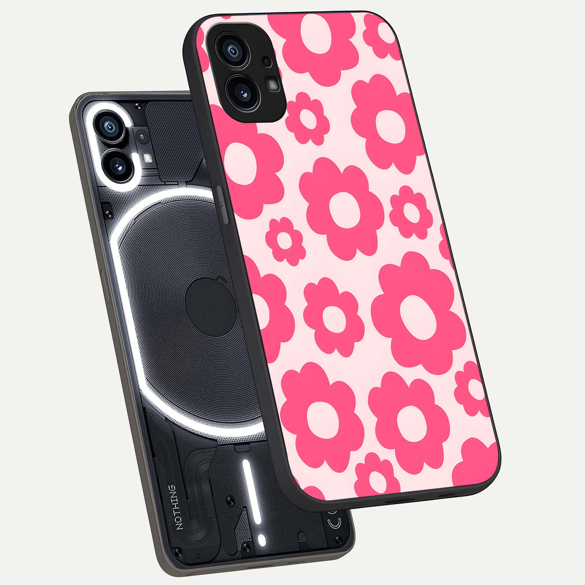  Blush Flower Pop phone case For Nothing Phone 1 showing premium glass back cover with detailed artwork