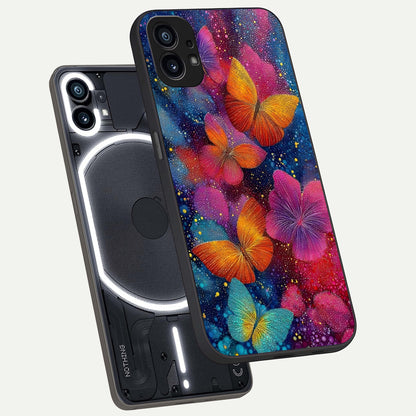  Butterfly Dream Mist phone case For Nothing Phone 1 showing premium glass back cover with detailed artwork