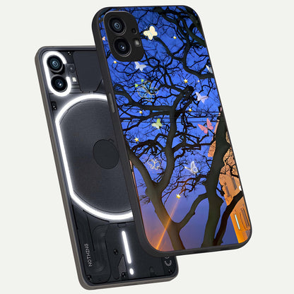  Butterfly Night Magic phone case For Nothing Phone 1 showing premium glass back cover with detailed artwork