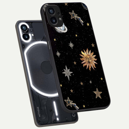  Celestial Moon With Stars phone case For Nothing Phone 1 showing premium glass back cover with detailed artwork