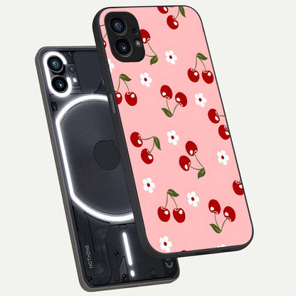  Cherry Love Mood phone case For Nothing Phone 1 showing premium glass back cover with detailed artwork