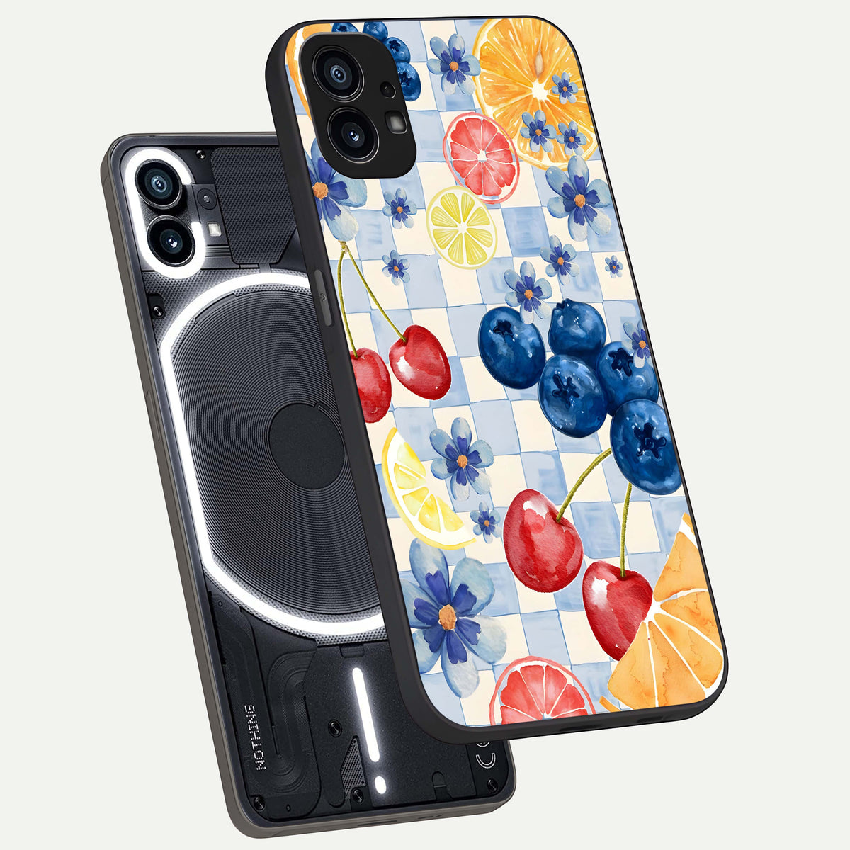  Citrus Bloom Joy phone case For Nothing Phone 1 showing premium glass back cover with detailed artwork