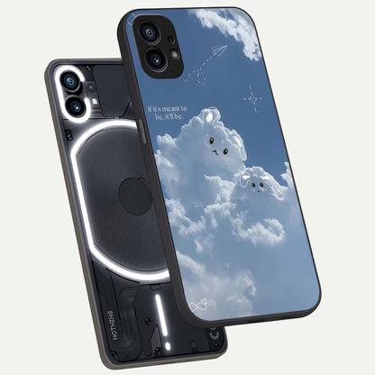  Cloud Bunny Dreams phone case For Nothing Phone 1 showing premium glass back cover with detailed artwork