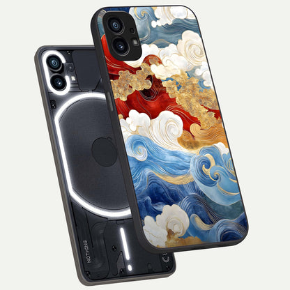  Colored Waves phone case For Nothing Phone 1 showing premium glass back cover with detailed artwork