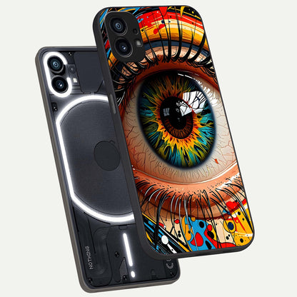  Colorful Eye phone case For Nothing Phone 1 showing premium glass back cover with detailed artwork
