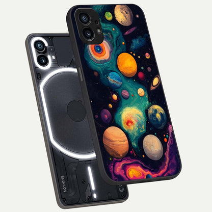  Cosmic Planet Journey phone case For Nothing Phone 1 showing premium glass back cover with detailed artwork