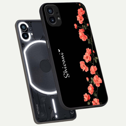  Crimson Bloom Grace Custom Name phone case For Nothing Phone 1 showing premium glass back cover with detailed artwork