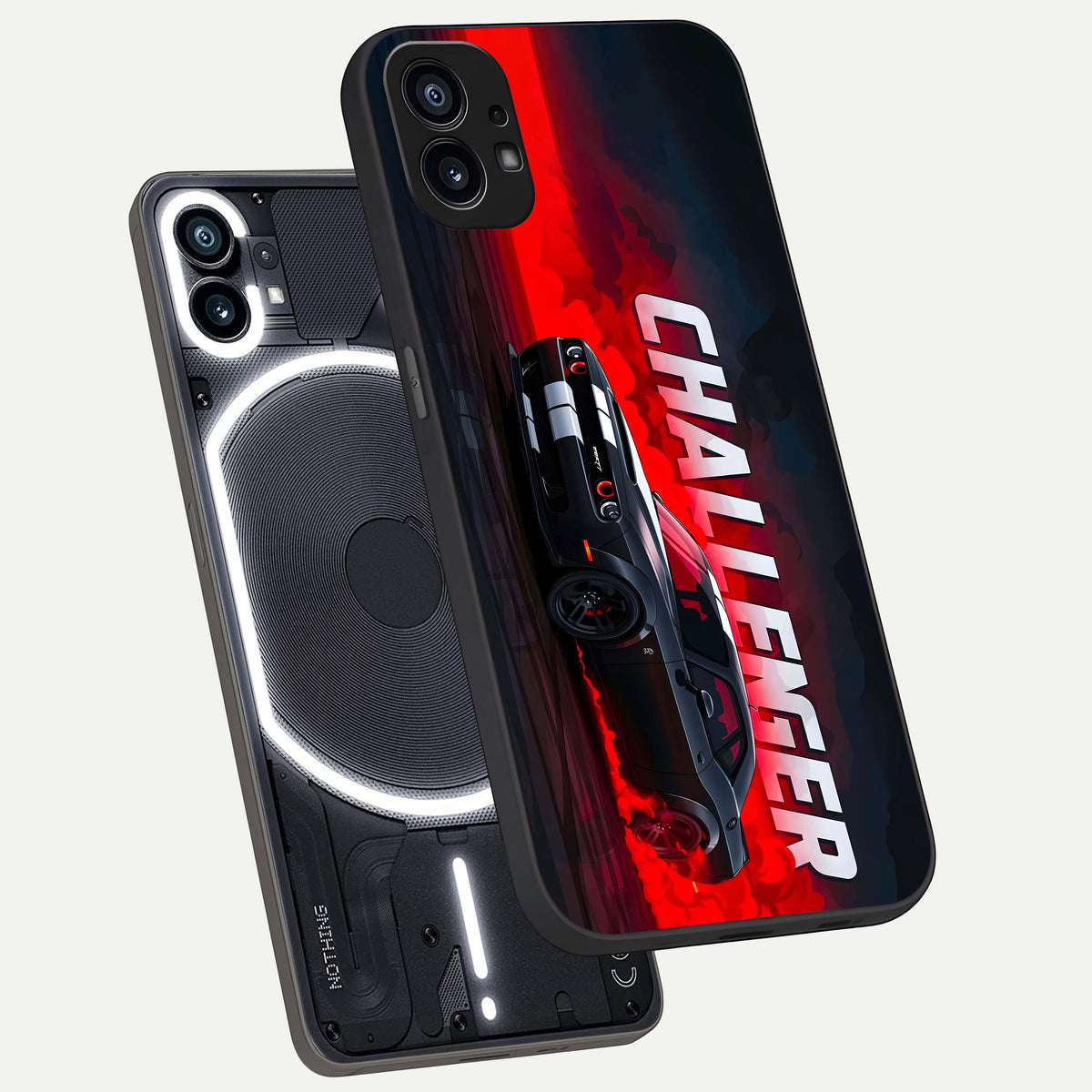  Crimson Challenger Fury phone case For Nothing Phone 1 showing premium glass back cover with detailed artwork