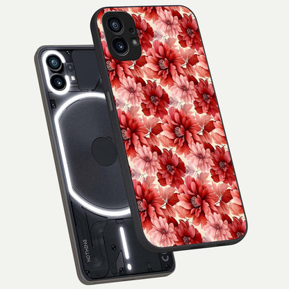  Crimson Love Petals phone case For Nothing Phone 1 showing premium glass back cover with detailed artwork