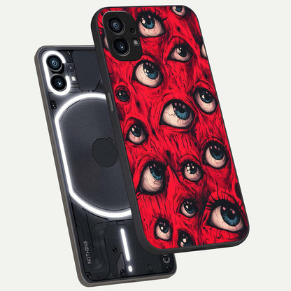  Crimson Watch Eyes phone case For Nothing Phone 1 showing premium glass back cover with detailed artwork