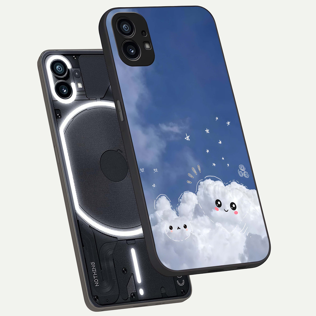  Cute Blossom Cloud phone case For Nothing Phone 1 showing premium glass back cover with detailed artwork