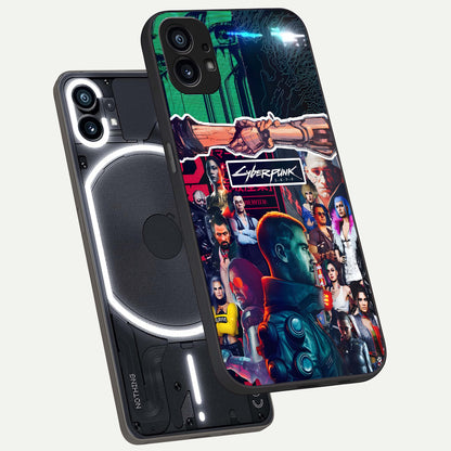  CYBERPUNK Legacy phone case For Nothing Phone 1 showing premium glass back cover with detailed artwork