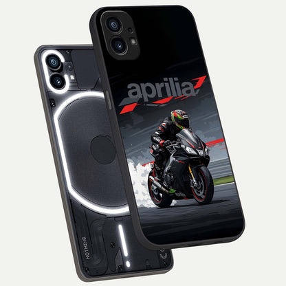  Dark Aprilla phone case For Nothing Phone 1 showing premium glass back cover with detailed artwork