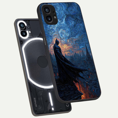  Dark Knight Dusk phone case For Nothing Phone 1 showing premium glass back cover with detailed artwork