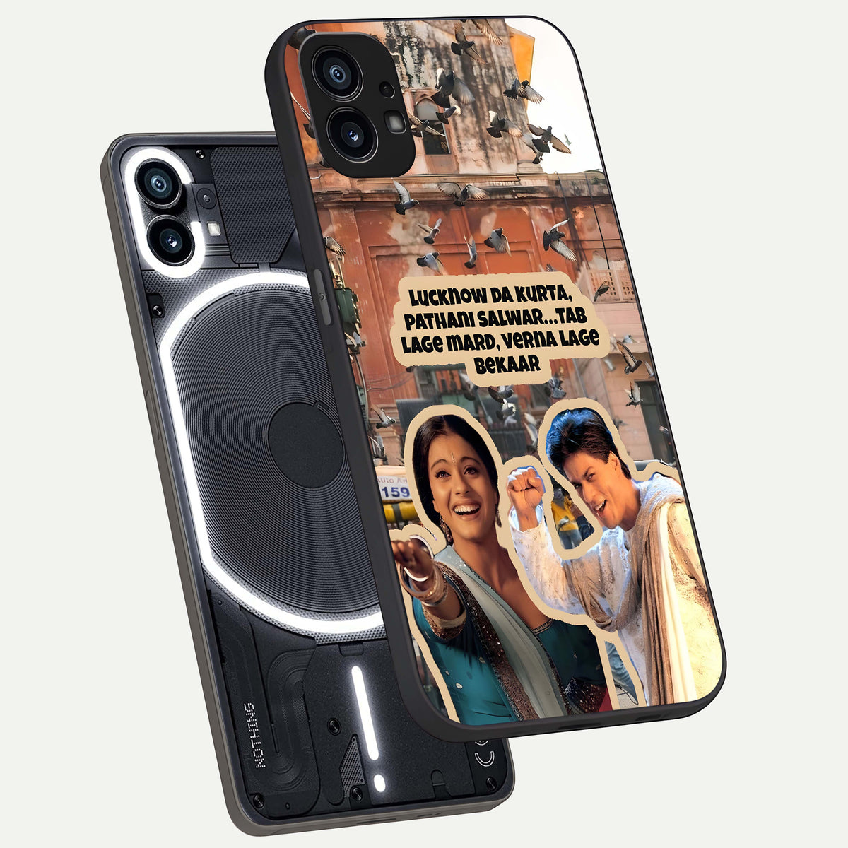 Desi Retro Vibes phone case For Nothing Phone 1 showing premium glass back cover with detailed artwork