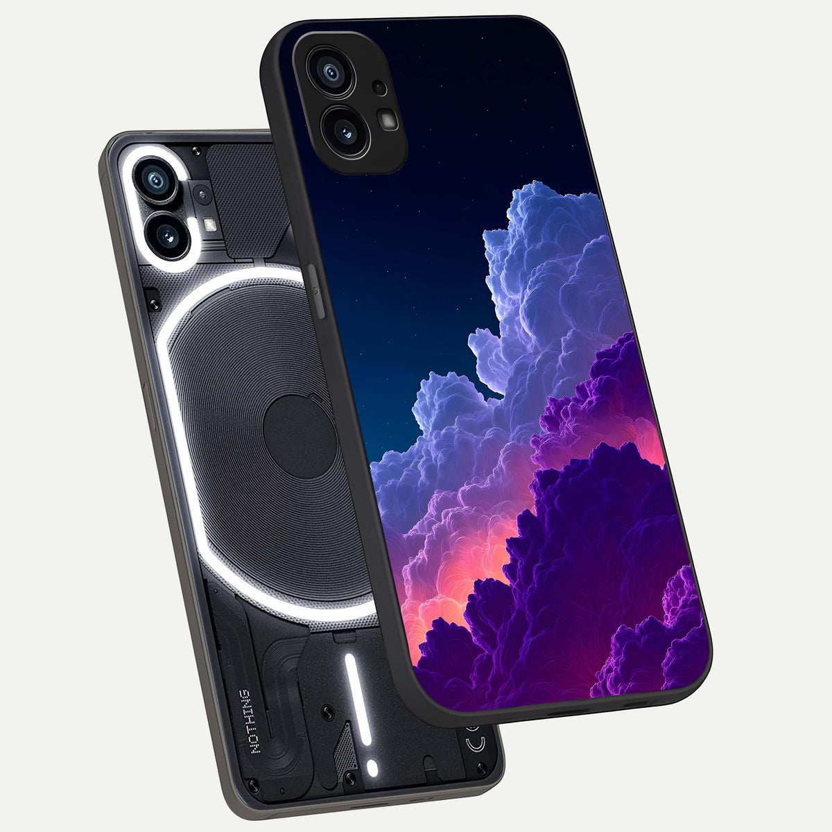  Dreamy Cloud Skies phone case For Nothing Phone 1 showing premium glass back cover with detailed artwork