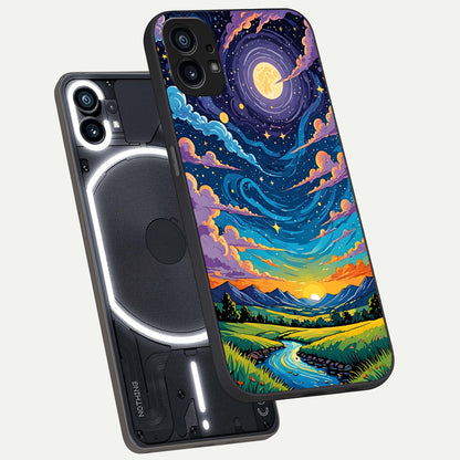  Dreamy Night Landscape phone case For Nothing Phone 1 showing premium glass back cover with detailed artwork