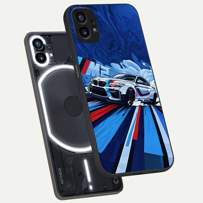  Drift Power Rush phone case For Nothing Phone 1 showing premium glass back cover with detailed artwork
