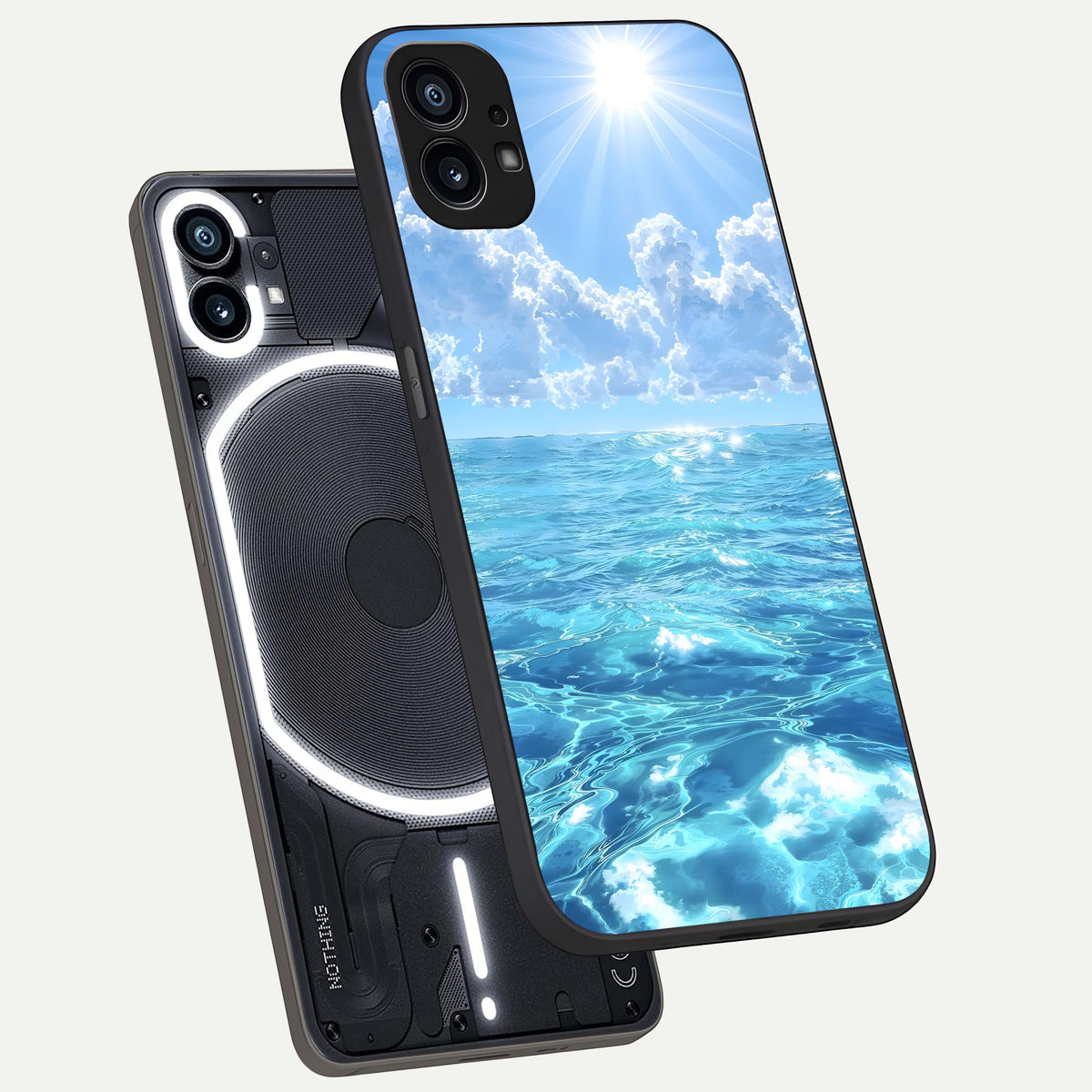  Endless Ocean Horizon phone case For Nothing Phone 1 showing premium glass back cover with detailed artwork