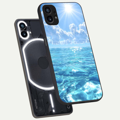  Endless Ocean Horizon phone case For Nothing Phone 1 showing premium glass back cover with detailed artwork