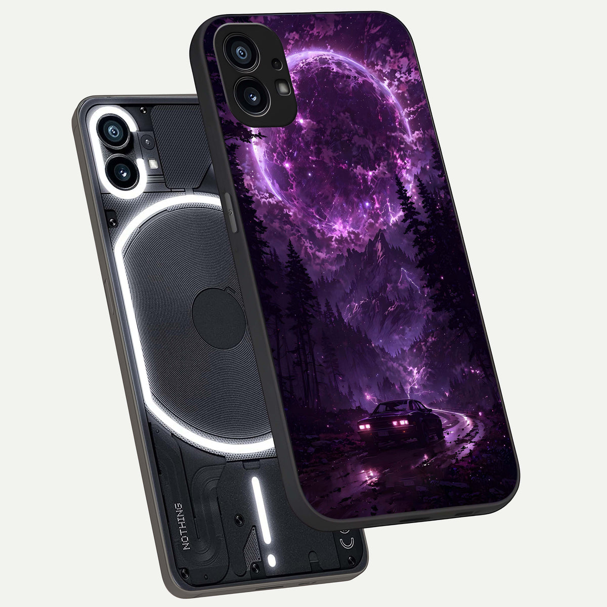 Eternal Cosmic Drive phone case For Nothing Phone 1 showing premium glass back cover with detailed artwork