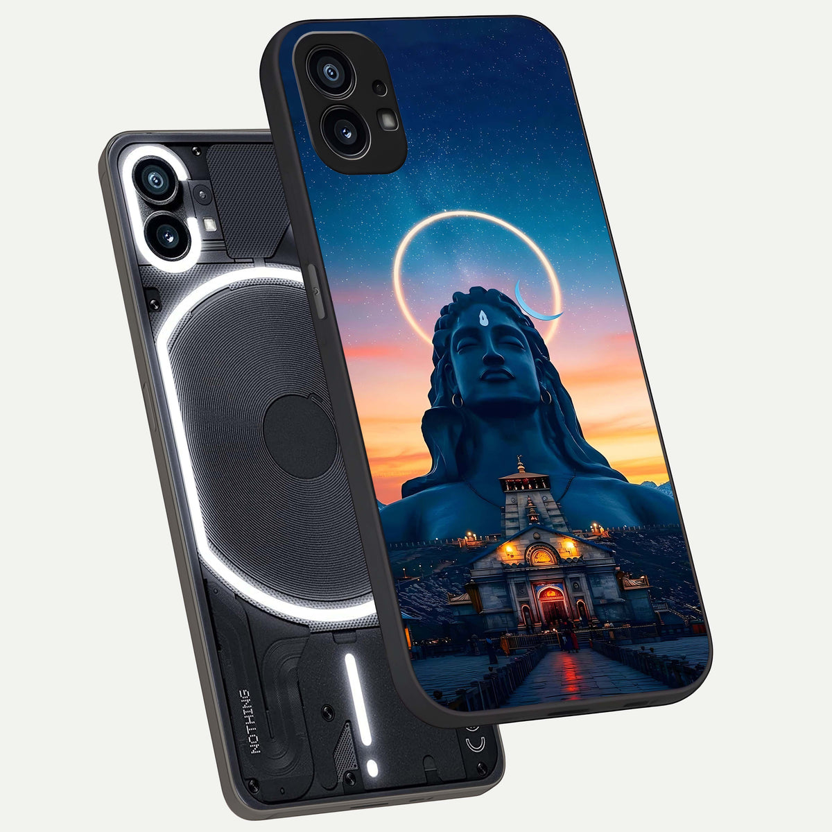  Eternal Shiva Aura phone case For Nothing Phone 1 showing premium glass back cover with detailed artwork