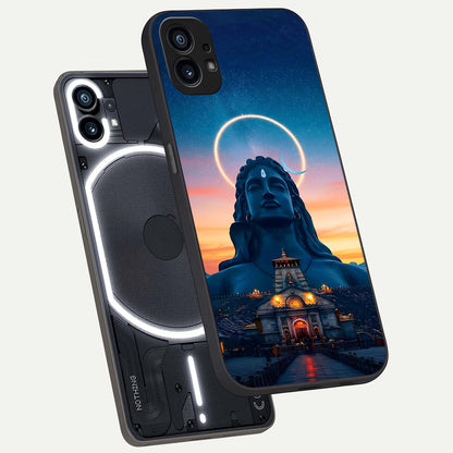  Eternal Shiva Aura phone case For Nothing Phone 1 showing premium glass back cover with detailed artwork